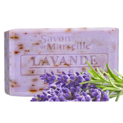 MYDŁO MARSYLSKIE LAWENDOWE z kwiatami LAWENDA 100g peeling