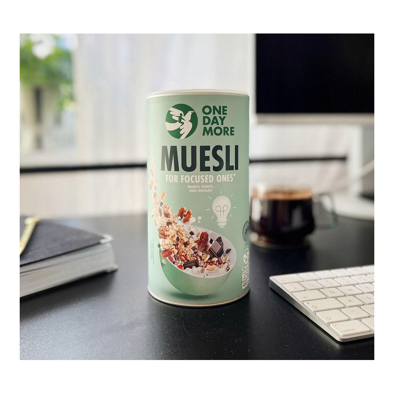 OneDayMore MUSLI DLA SKONCENTROWANYCH 450g Żelazo Magnez Omega-3 Błonnik