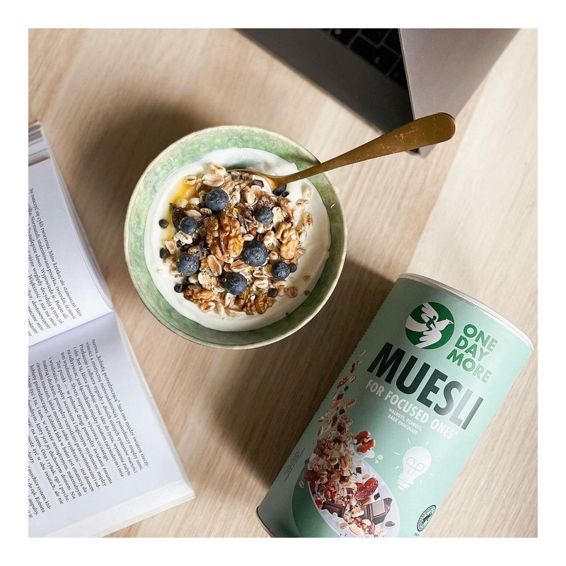 OneDayMore MUSLI DLA SKONCENTROWANYCH 450g Żelazo Magnez Omega-3 Błonnik