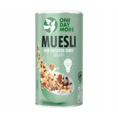 OneDayMore MUSLI DLA SKONCENTROWANYCH 450g Żelazo Magnez Omega-3 Błonnik