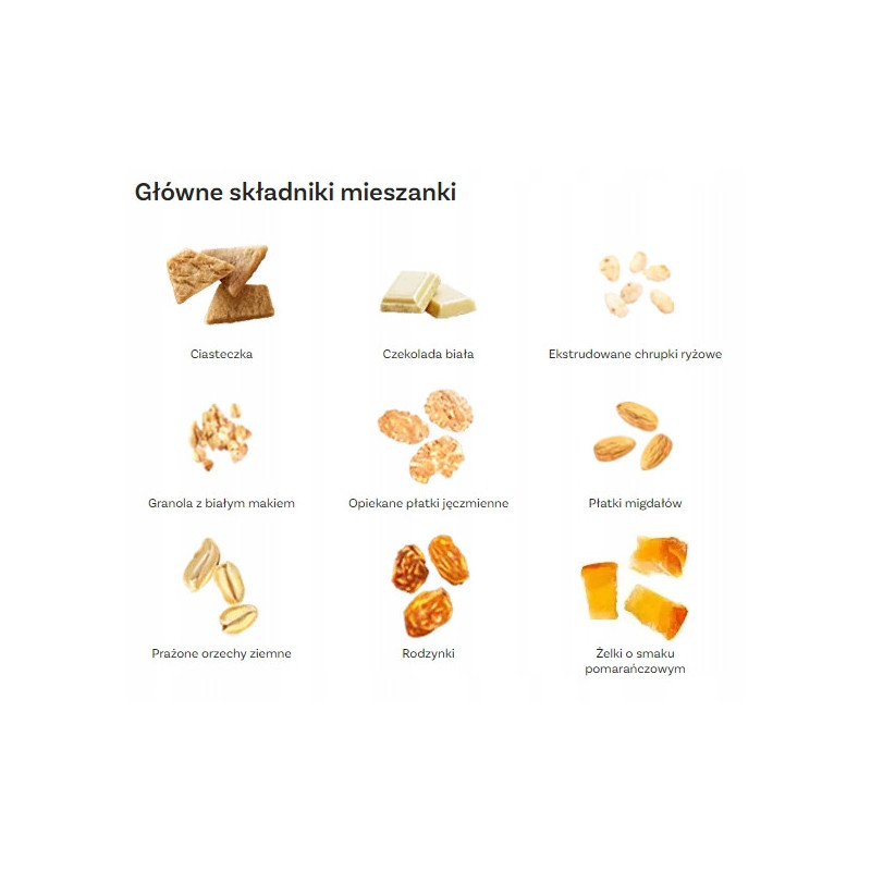 OneDayMore GRANOLA MIGDAŁOWA CRUNHY z makiem czekoladą migdałami rodzynkami