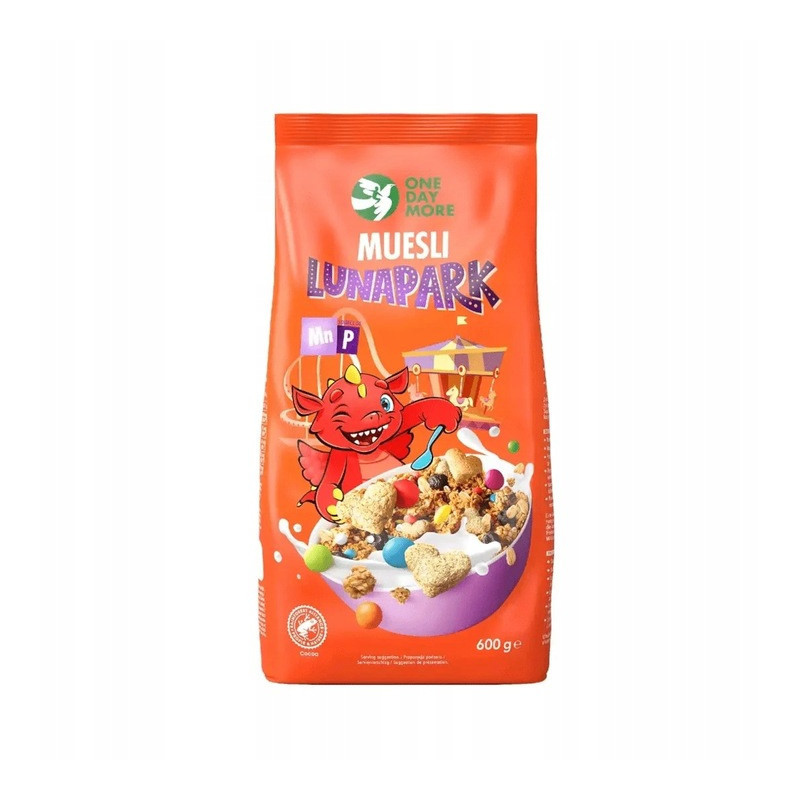 OneDayMore MUSLI LUNAPARK 600g 0,6KG Granola + Kolorowe draże + serduszka