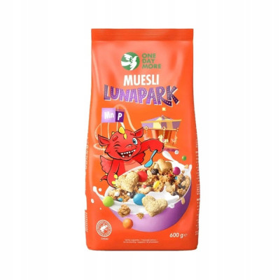 OneDayMore MUSLI LUNAPARK 600g 0,6KG Granola + Kolorowe draże + serduszka