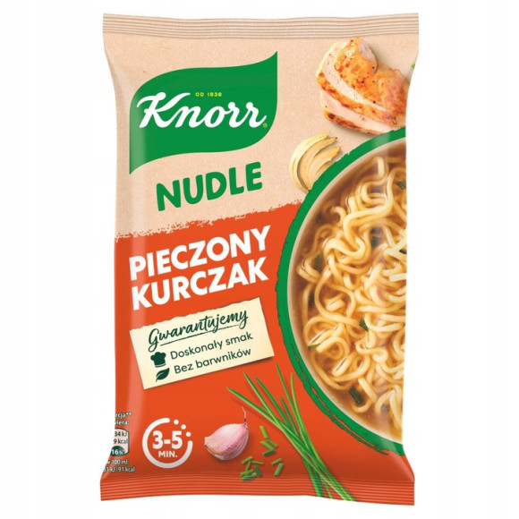 Knorr NUDLE PIECZONY KURCZAK 61g zupka chińska makaron danie błyskawiczne Knorr NUDLE PIECZONY KURCZAK 61g zupka chińska makaron danie błyskawiczne