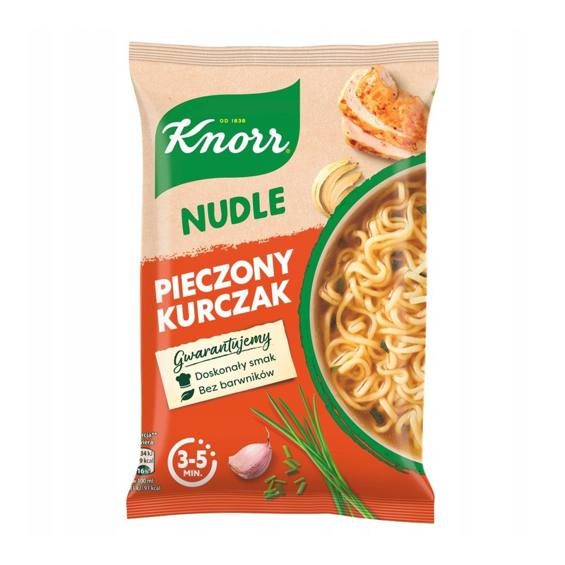 Knorr NUDLE PIECZONY KURCZAK 61g zupka chińska makaron danie błyskawiczne