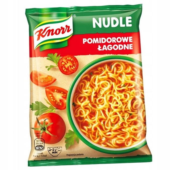 Knorr NUDLE POMIDOROWE ŁAGODNE 63g zupka chińska makaron danie błyskawiczna Knorr NUDLE POMIDOROWE ŁAGODNE 63g zupka chińska makaron danie błyskawiczna