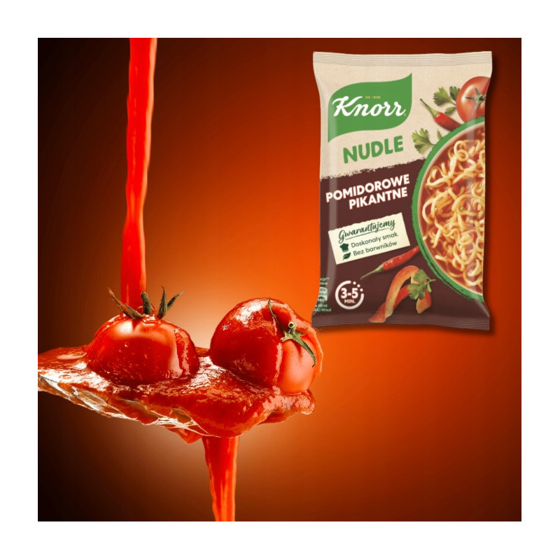Knorr NUDLE O SMAKU BBQ RIBS ŻEBERKA 66g zupka chińska makaron danie błysk.