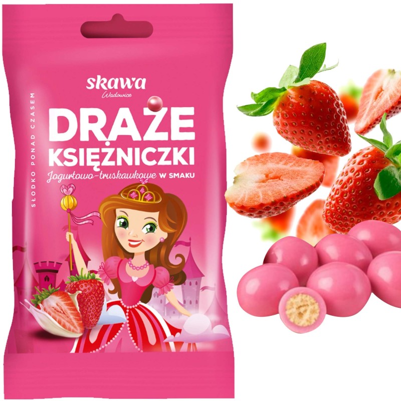 DRAŻE KSIĘŻNICZKI cukierki jogurtowo-truskawkowe SKAWA 1szt