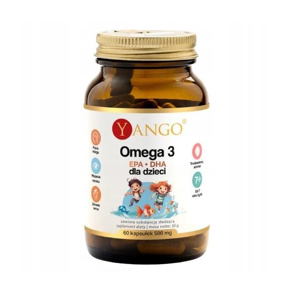 Yango OMEGA 3 dla dzieci EPA + DHA wsparcie U. NERWOWY ODPRONOŚĆ 60kaps