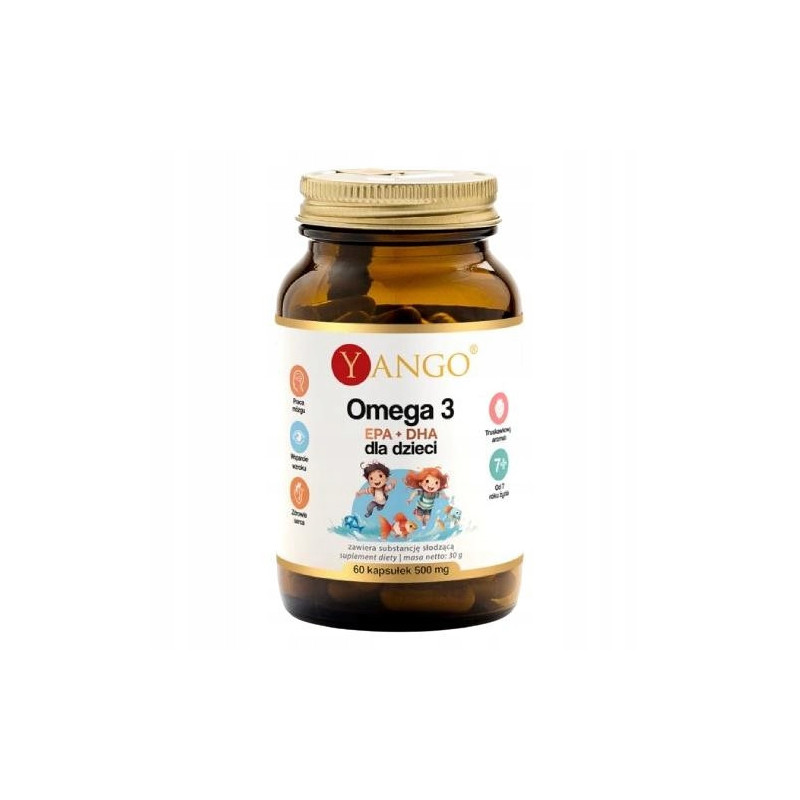 Yango OMEGA 3 dla dzieci EPA + DHA wsparcie U. NERWOWY ODPRONOŚĆ 60kaps