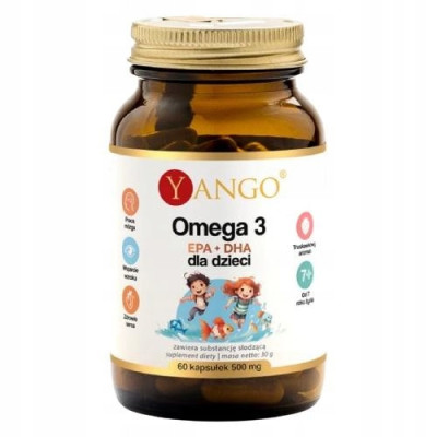 Yango OMEGA 3 dla dzieci EPA + DHA wsparcie U. NERWOWY ODPRONOŚĆ 60kaps
