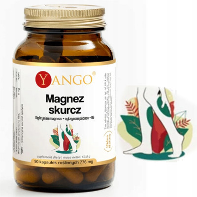 Yango MAGNEZ SKURCZ Diglicynian MAGNEZU + CYTRYNIAN POTASU + B6 - 90 kaps.
