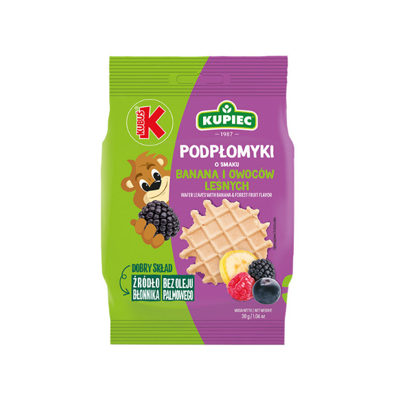 KUPIEC x KUBUŚ MINI PODPŁOMYKI smak BANAN I OWOCE LEŚNE 30G