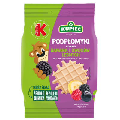 KUPIEC x KUBUŚ MINI PODPŁOMYKI smak BANAN I OWOCE LEŚNE 30G