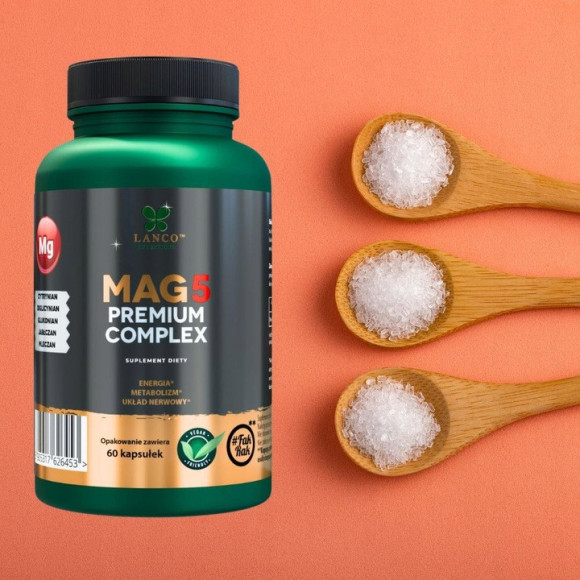 Lanco MAG5 PREMIUM COMPLEX 1700mg 5 form Magnezu CYTRYNIAN DIGLICYNIAN inne Lanco MAG5 PREMIUM COMPLEX 1700mg 5 form Magnezu CYTRYNIAN DIGLICYNIAN inne