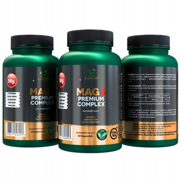 Lanco MAG5 PREMIUM COMPLEX 1700mg 5 form Magnezu CYTRYNIAN DIGLICYNIAN inne Lanco MAG5 PREMIUM COMPLEX 1700mg 5 form Magnezu CYTRYNIAN DIGLICYNIAN inne