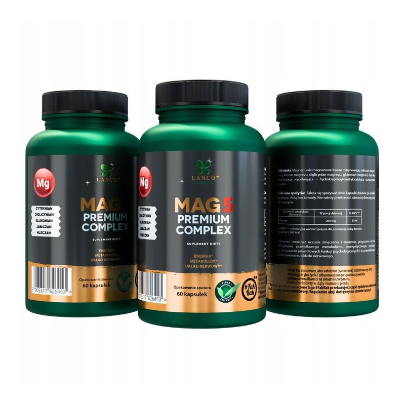 Lanco MAG5 PREMIUM COMPLEX 1700mg 5 form Magnezu CYTRYNIAN DIGLICYNIAN inne