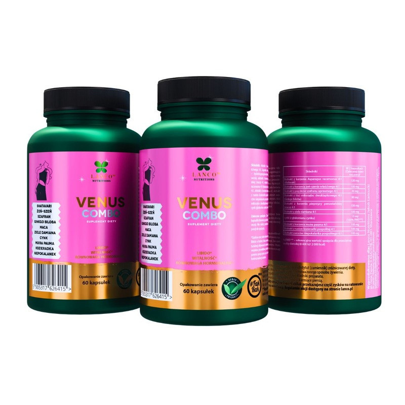 Lanco VENUS COMBO 60kaps wsparcie: KOBIECE LIBIDO PMS RÓWNOWAGA HORMONALNA