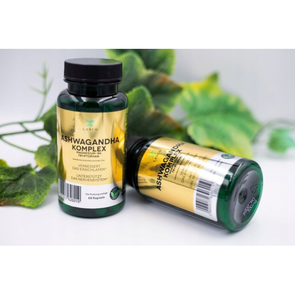 ASHWAGANDHA COMPLEX + Magnez Wit.B6 L-tryptofan 60kps LANCO pomoc STRES SEN