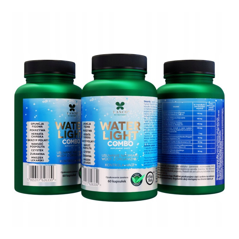 WATER LIGHT COMBO 60kaps LANCO wsparcie: USUWANIE NADMIARU WODY Z ORGANIZMU
