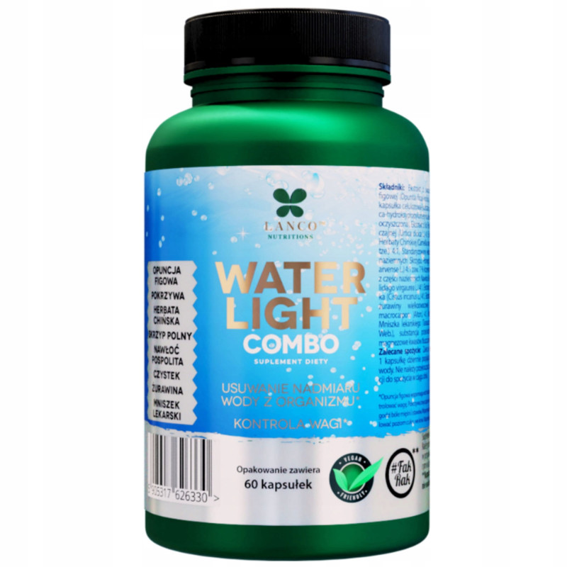 WATER LIGHT COMBO 60kaps LANCO wsparcie: USUWANIE NADMIARU WODY Z ORGANIZMU