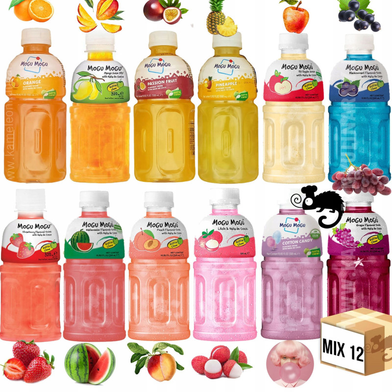 MOGU MOGU napój z nata de coco MIX 12 CIEKAWYCH SMAKÓW 320ml x12 3,84L HIT!