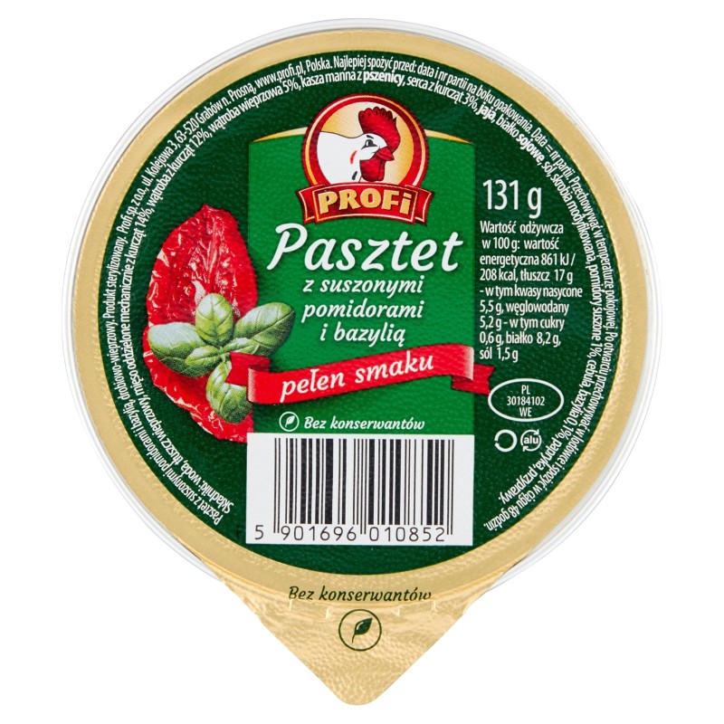 PASZTET DROBIOWO-WIEPRZOWY Z SUSZONYMI POMIDORAMI I BAZYLIĄ
