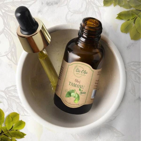 BioOlja BIO OLEJ TAMANU ZIMNOTŁOCZONY NIERAFINOWANY 50ml do twarzy