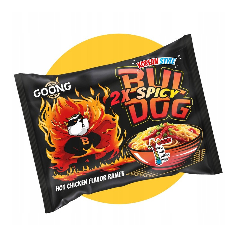 Goong BULDOG 2xSPICY zupka chińska ramen makaron szybkie danie OSTRA 117g