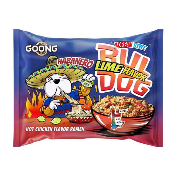 Goong BULDOG HABANERO LIME zupka chińska ramen makaron nudle OSTRA 117g Goong BULDOG HABANERO LIME zupka chińska ramen makaron nudle OSTRA 117g