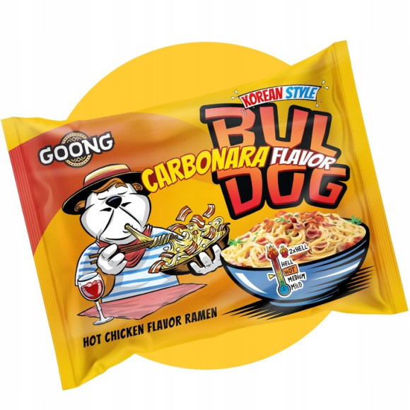 Goong BULDOG CARBONARA zupka chińska ramen makaron szybkie danie OSTRA 117g
