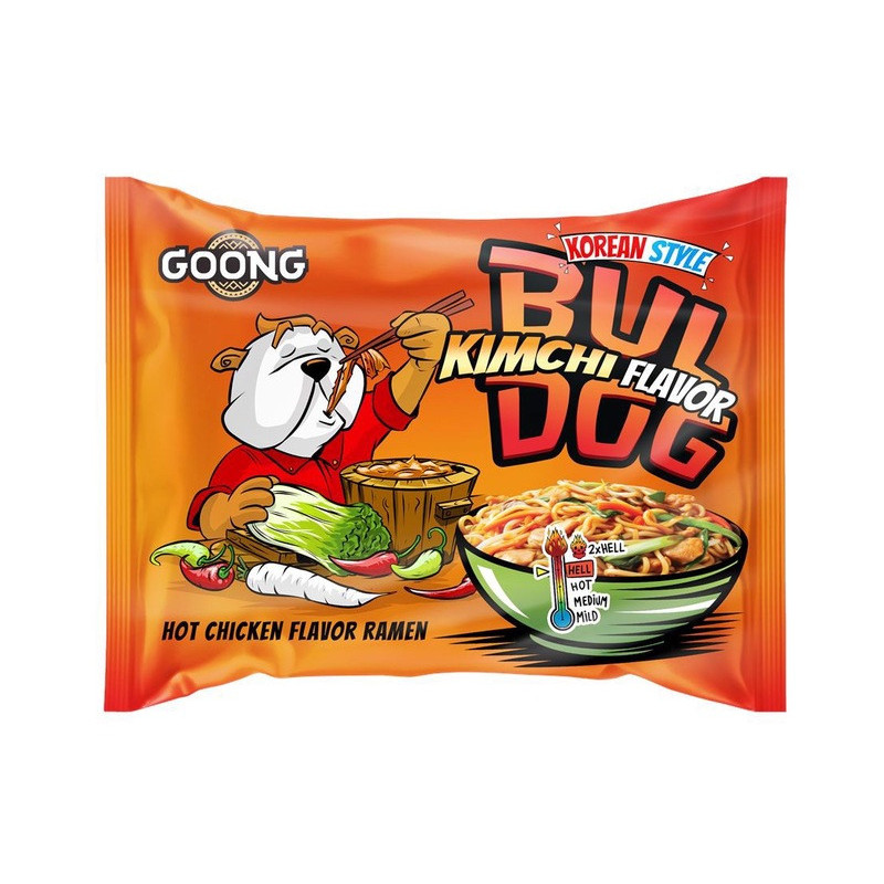 Goong BULDOG KIMCHI HOT CHICKEN RAMEN zupka chińska makaron OSTRA 117g