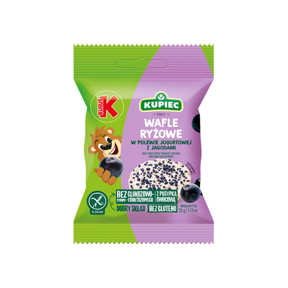 KUPIEC x KUBUŚ WAFLE RYŻOWE W POLEWIE JOGURTOWEJ Z SUSZONĄ
