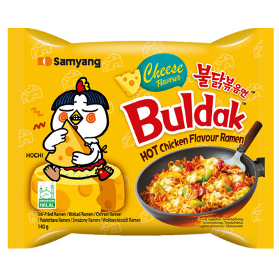 BULDAK DANIE ZUPA MAKARON KOREAŃSKI OSTRY RAMEN HOT KURCZAK SER SEROWY 140g