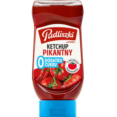 Pudliszki KETCHUP PIKANTNY ZERO CUKRU bez cukru 440g z polskich pomidorów !