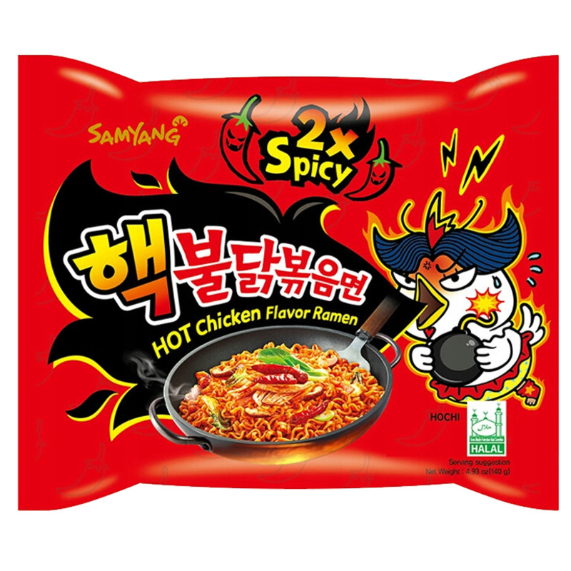 BULDAK DANIE ZUPA MAKARON KOREAŃSKI OSTRY RAMEN HOT KURCZAK 2x SPICY 130g