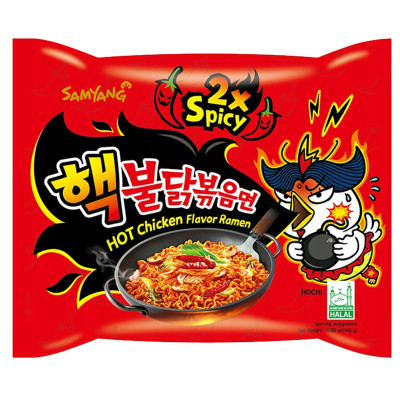 BULDAK DANIE ZUPA MAKARON KOREAŃSKI OSTRY RAMEN HOT KURCZAK 2x SPICY 130g