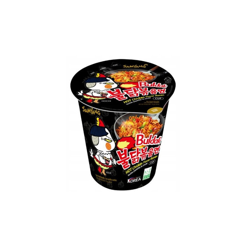 BULDAK kubek DANIE MAKARON RAMEN ZUPKA ARTIFICIAL SPICY CHICKEN FLAVOR 70G