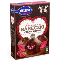 Gellwe KOCHANE BABECZKI CZEKOLADOWE MALINOWE z malinowym sercem 311g