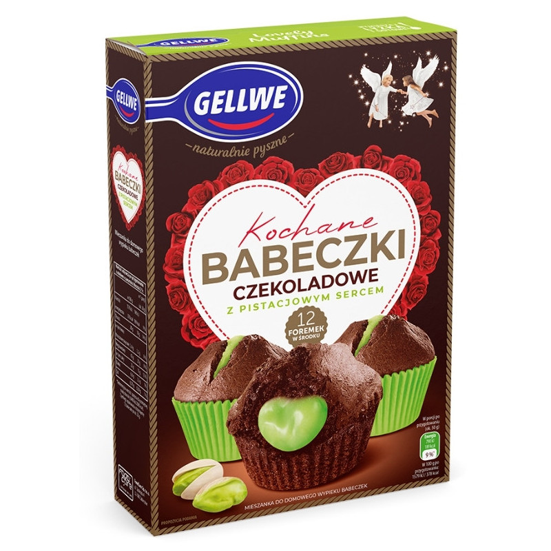 Gellwe KOCHANE BABECZKI CZEKOLADOWE PISTACJOWE z pistacjowym sercem 311g