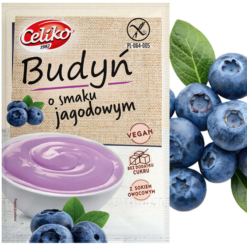 Celiko BUDYŃ o smaku JAGODOWYM bez cukru bez glutenu DESER 40g 