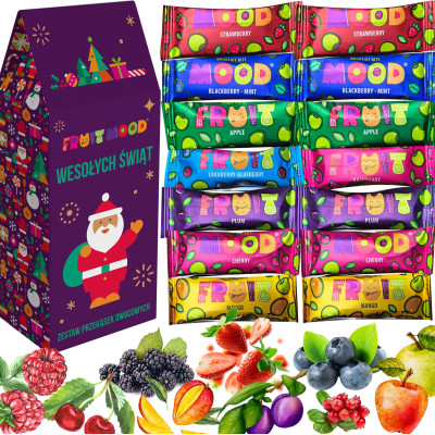 CHRISTMAS FRUIT MOOD owocow przekąski MIX SMAKÓW aż 100g PREZENT NA ŚWIĘTA