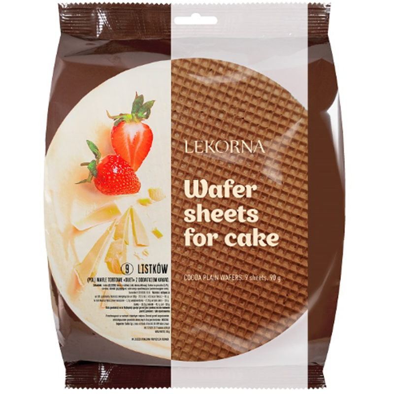 WAFLE TORTOWE DUET klasyczne z kakao 22cm 9szt 90G