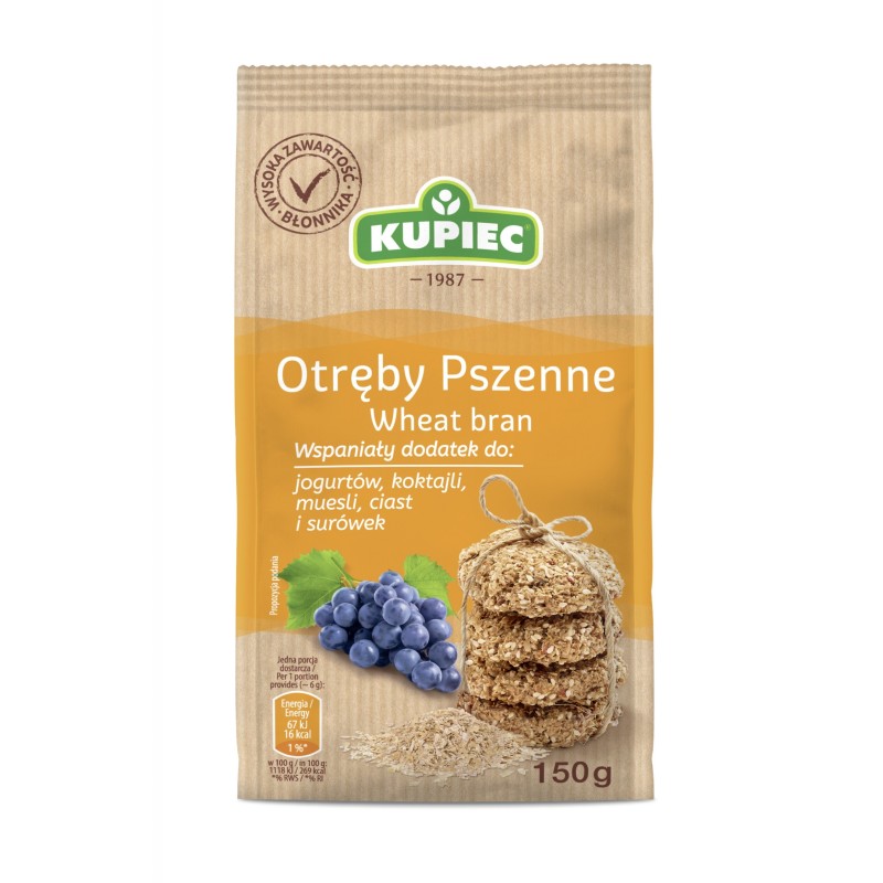 Kupiec OTRĘBY PSZENNE 150g 0,15KG do jogurtów koktajli ciast