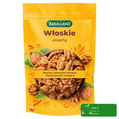 Bakalland ORZECHY WŁOSKIE łuskane 200G wysoka zawartość OMEGA-3