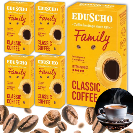 EDUSCHO FAMILY kawa mielona 100% ROBUSTA intensywny smak 250g x5 = 1,25kg