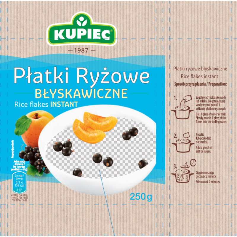 Kupiec PŁATKI RYŻOWE BŁYSKAWICZNE 250g 0,25KG