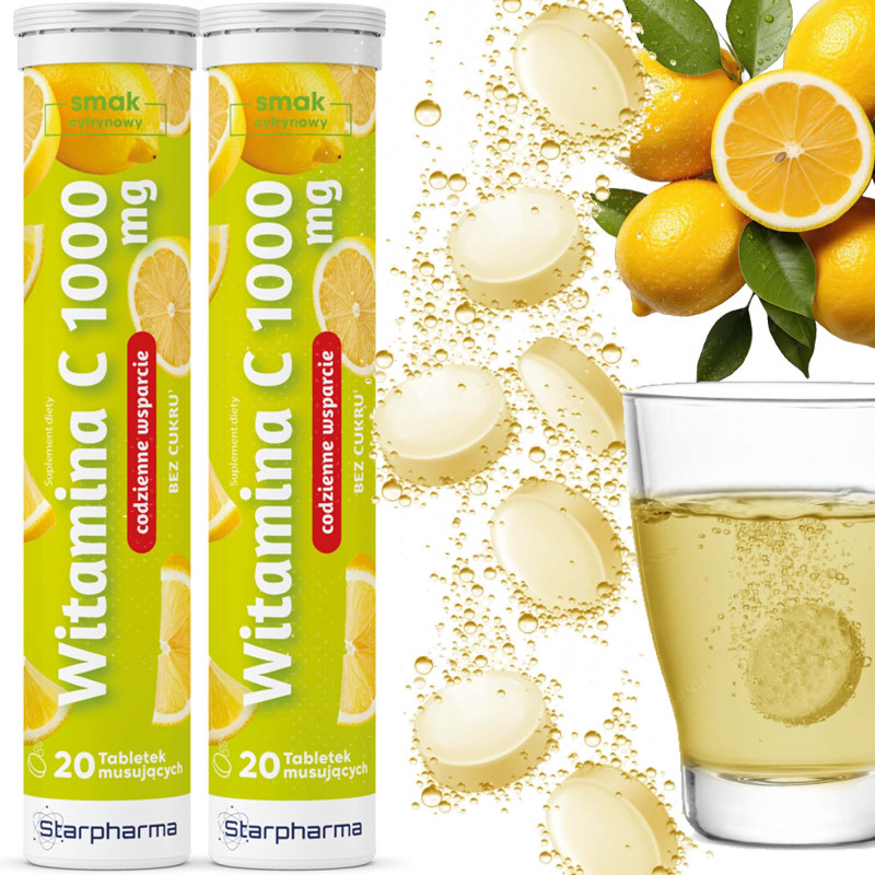 Starpharma WITAMINA C 1000 mg smak cytryna 20 x2 = 40 tabletek musujących