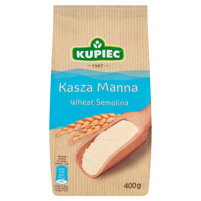 Kupiec KASZA MANNA z pszenicy 100% 400g 0,4KG KRÓTKA DATA