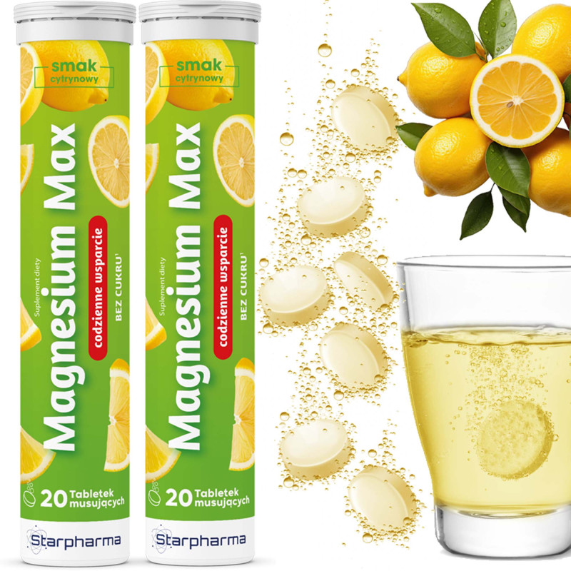 Starpharma MEGNESIUM MAX magnez + witamina B6 20 x2=40 tabletek musujących